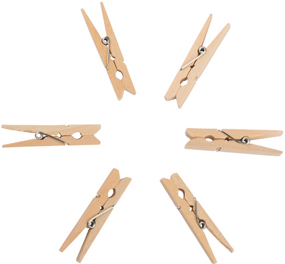 Natural X-Large Wood Clips - 24 Pack