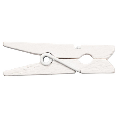 Bright White Medium/Large 1 3/8 Inch Wood Clips - 20 Pack