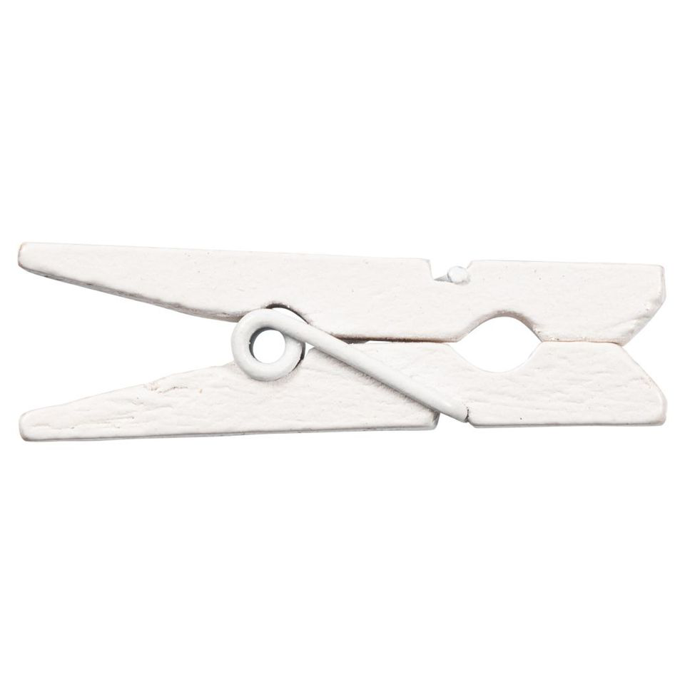 Bright White Medium/Large 1 3/8 Inch Wood Clips - 20 Pack