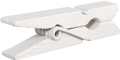 Bright White Medium/Large 1 3/8 Inch Wood Clips - 20 Pack