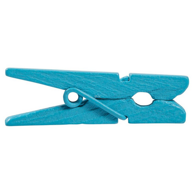 Sea Blue Medium/Large 1 3/8 Inch Wood Clips - 20 Pack
