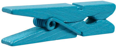 Sea Blue Medium/Large 1 3/8 Inch Wood Clips - 20 Pack
