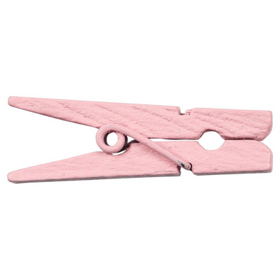 Baby Pink Medium/Large 1 3/8 Inch Wood Clips - 20 Pack