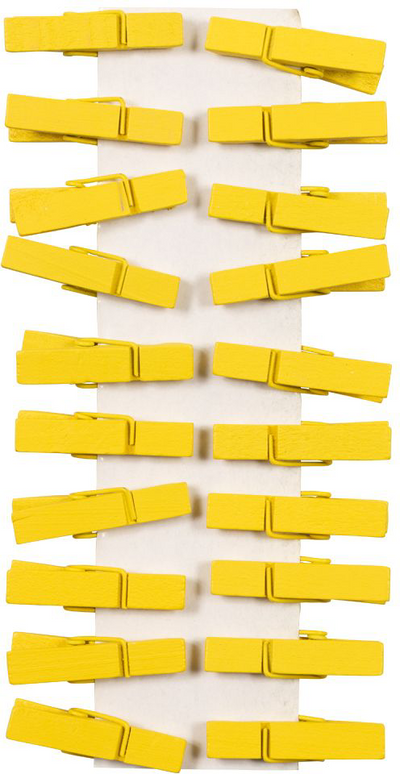 Bright Yellow Medium/Large 1 3/8 Inch Wood Clips - 20 Pack