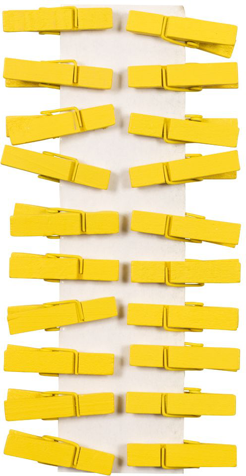 Bright Yellow Medium/Large 1 3/8 Inch Wood Clips - 20 Pack