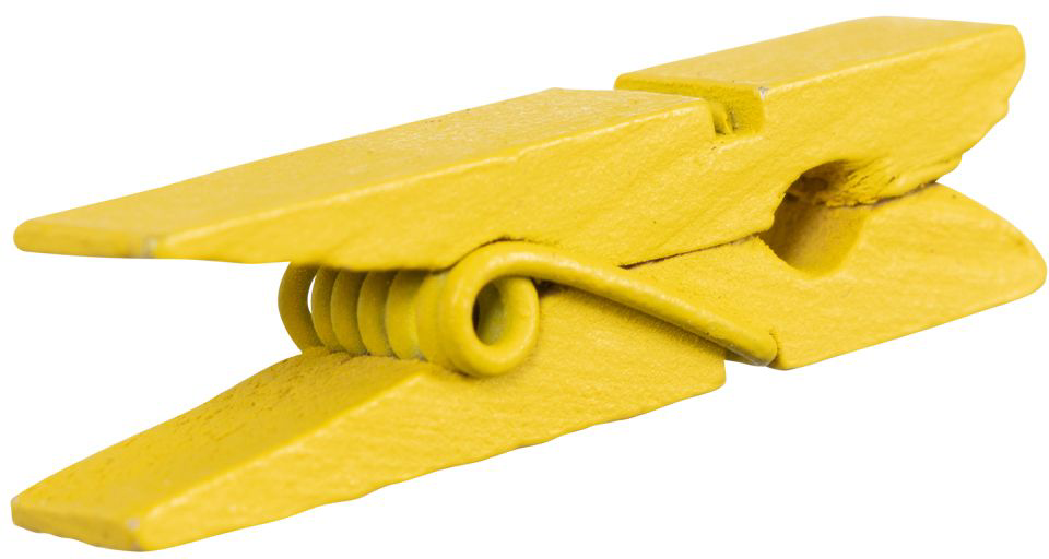 Bright Yellow Medium/Large 1 3/8 Inch Wood Clips - 20 Pack