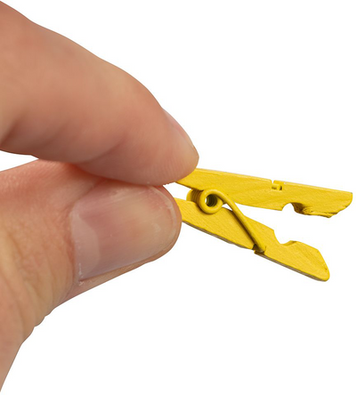 Bright Yellow Medium/Large 1 3/8 Inch Wood Clips - 20 Pack