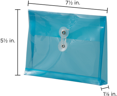 Assorted 5 1/2 x 7 1/2 Index Booklet Plastic Envelopes with Button & String - Pack of 24
