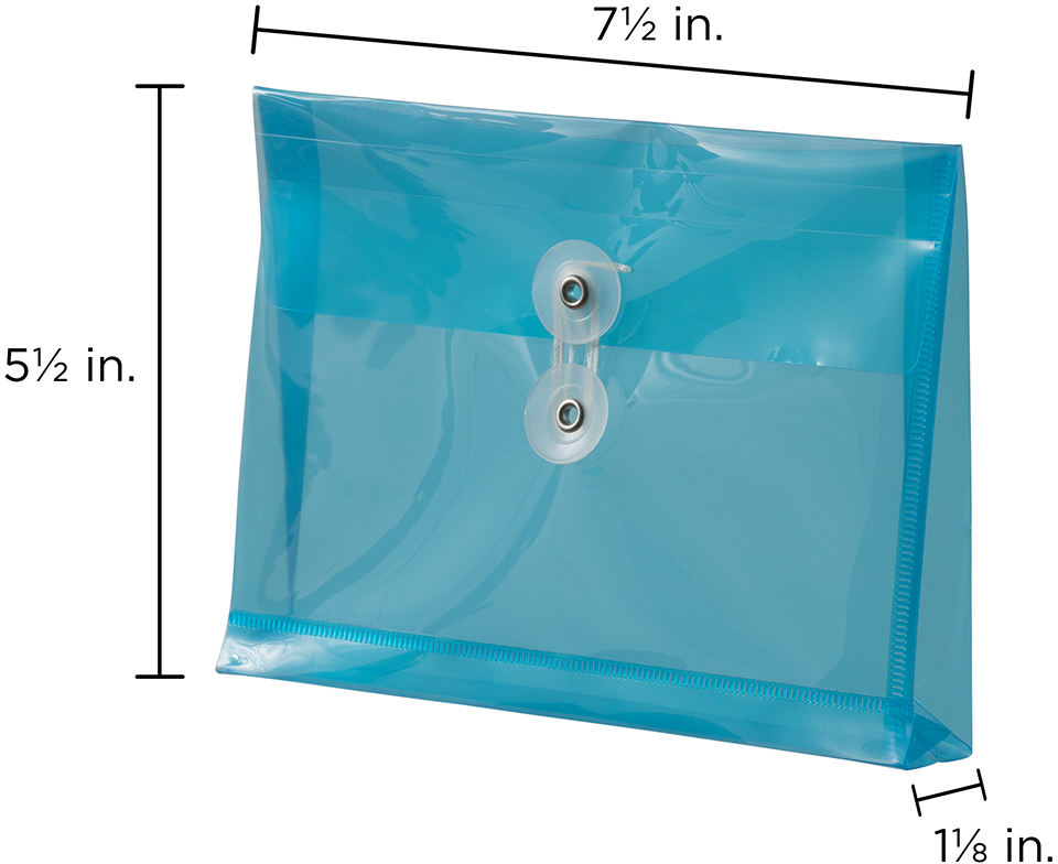 Assorted 5 1/2 x 7 1/2 Index Booklet Plastic Envelopes with Button & String - Pack of 24