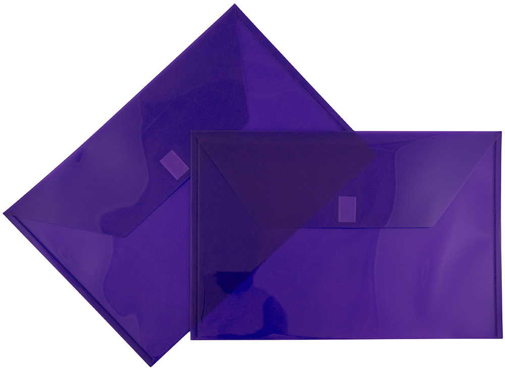 Purple Legal Booklet Plastic Envelopes (9 3/4 x 14 1/2) with Hook and Loop Closure