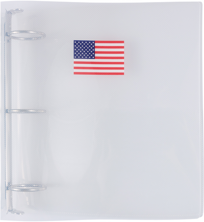 Clear American Flag Clear Plastic 2 Inch 3-Ring Binder