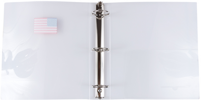 Clear American Flag Clear Plastic 2 Inch 3-Ring Binder