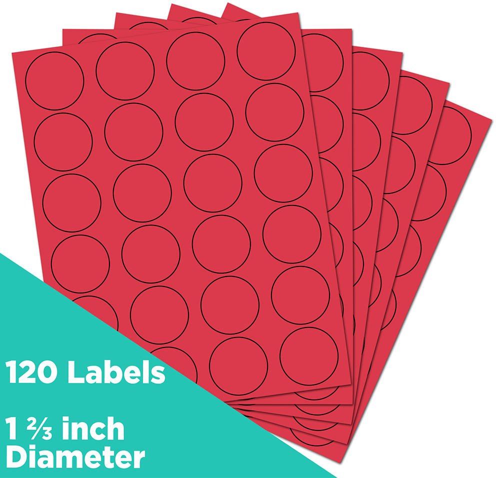 Red Medium 1 2/3 Inch Round Labels