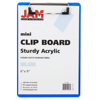Blue Plastic 6 x 9 Mini Acrylic Clipboards
