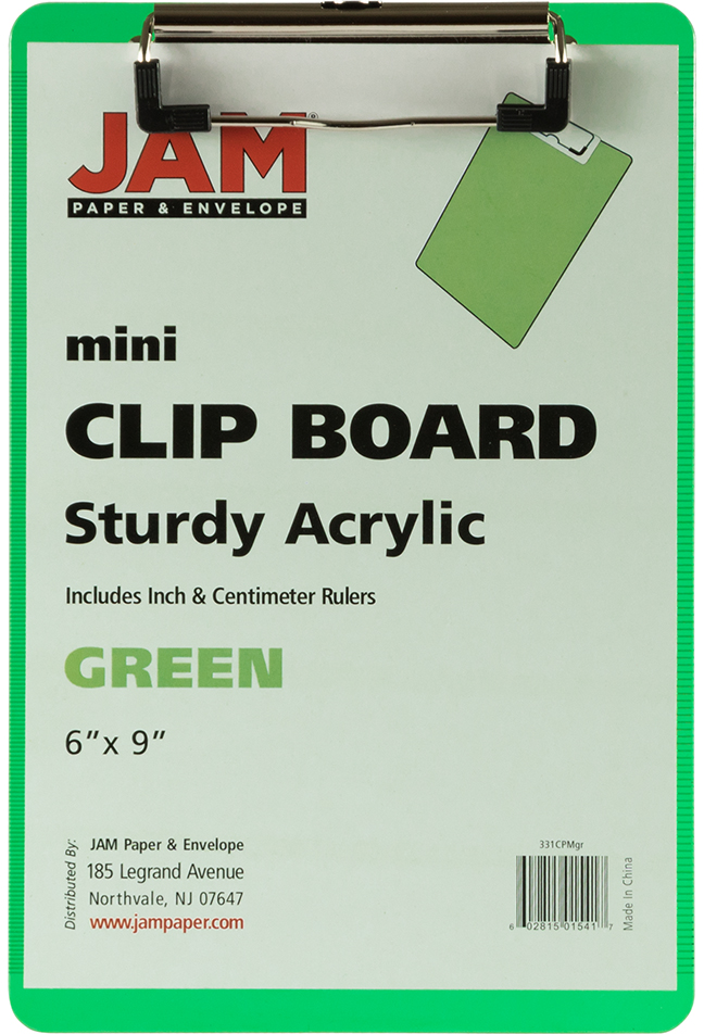 Green Plastic 6 x 9 Mini Acrylic Clipboards