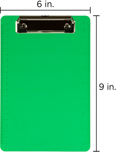 Green Plastic 6 x 9 Mini Acrylic Clipboards