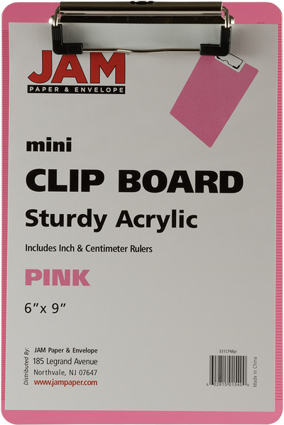 Pink Plastic 6 x 9 Mini Acrylic Clipboards