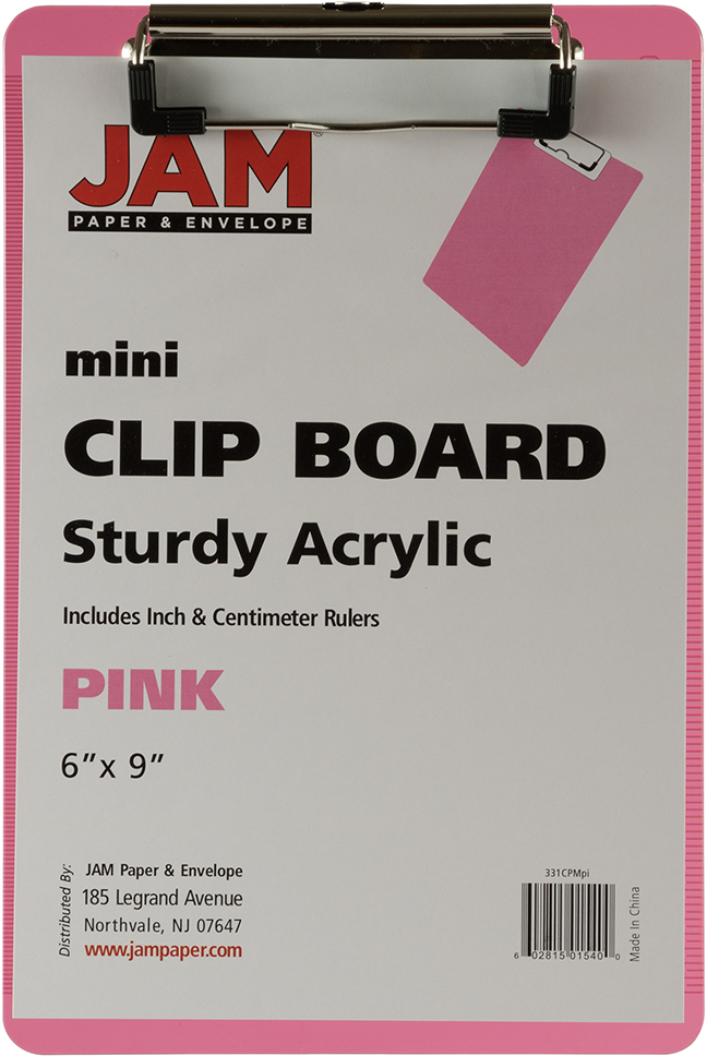 Pink Plastic 6 x 9 Mini Acrylic Clipboards