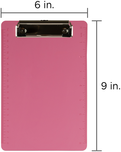 Pink Plastic 6 x 9 Mini Acrylic Clipboards