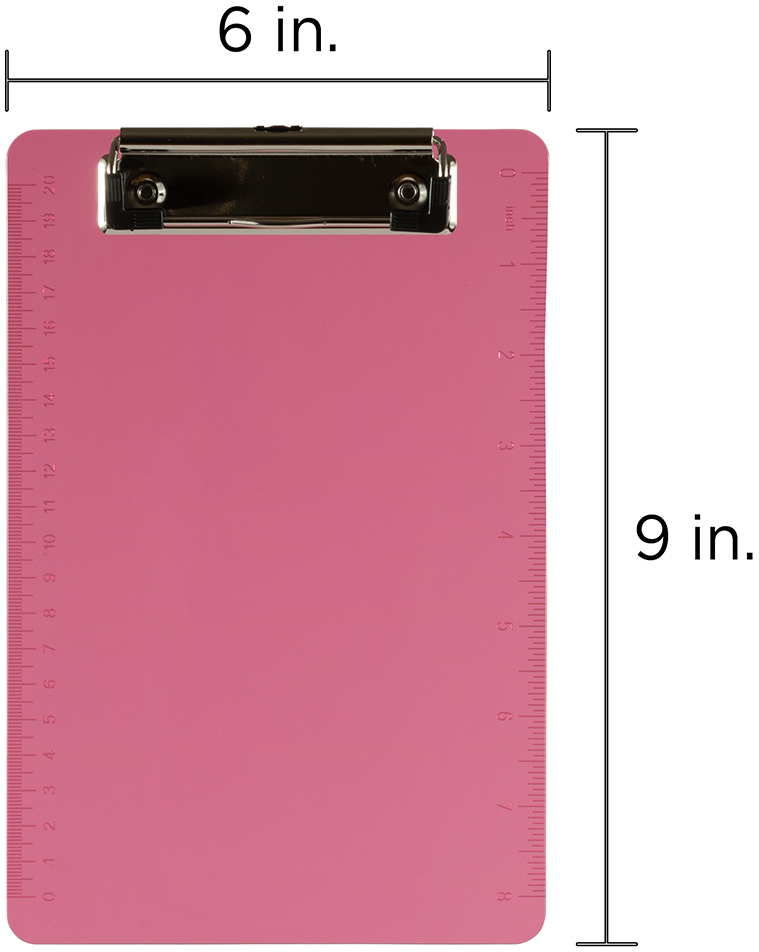 Pink Plastic 6 x 9 Mini Acrylic Clipboards