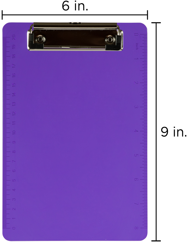 Purple Plastic 6 x 9 Mini Acrylic Clipboards
