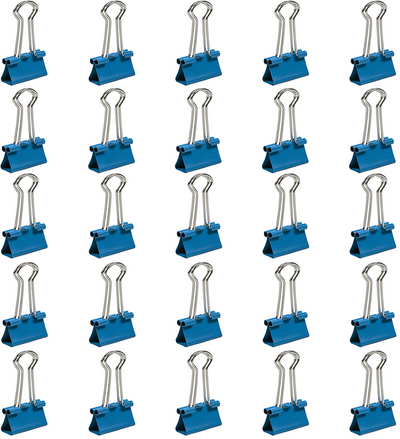 Blue Small 19mm Binder Clips - 25 Pack