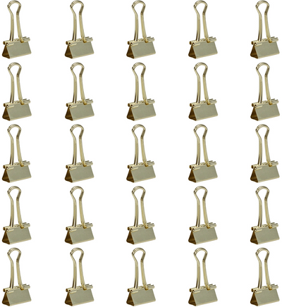Gold Small 19mm Binder Clips - 25 Pack