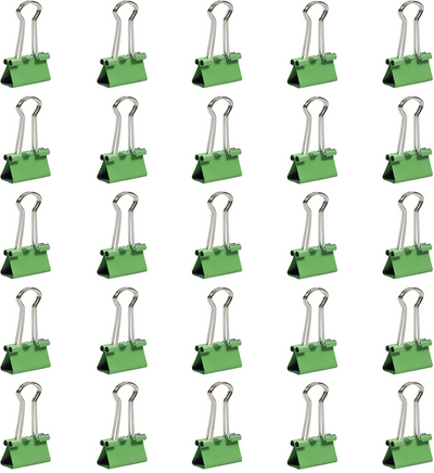 Green Small 19mm Binder Clips - 25 Pack