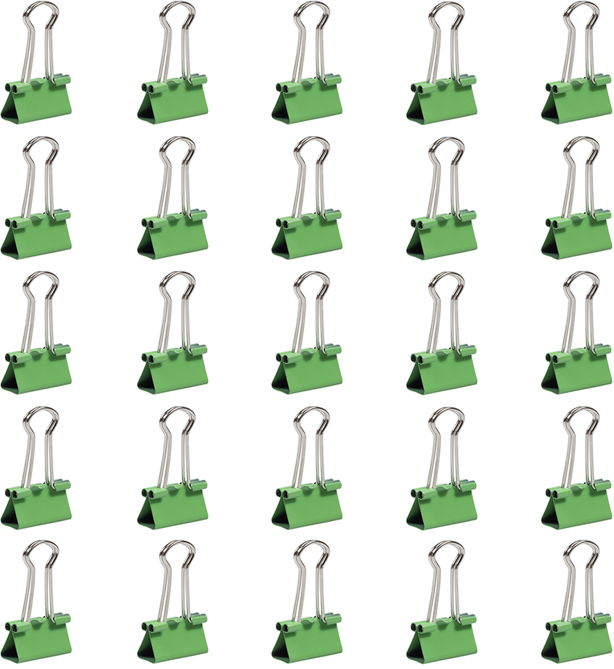 Green Small 19mm Binder Clips - 25 Pack