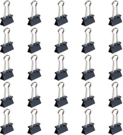 Gray Small 19mm Binder Clips - 25 Pack