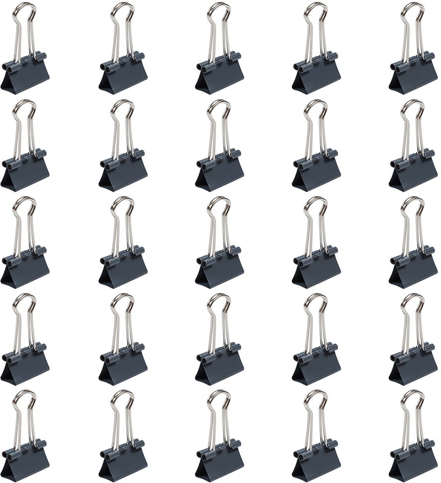 Gray Small 19mm Binder Clips - 25 Pack