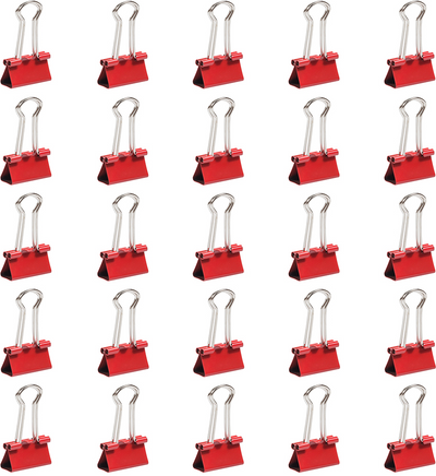 Red Small 19mm Binder Clips - 25 Pack