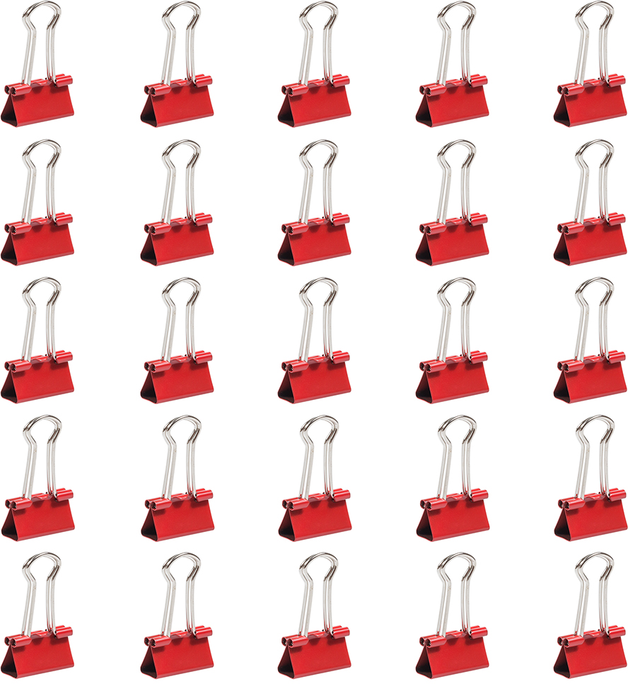 Red Small 19mm Binder Clips - 25 Pack