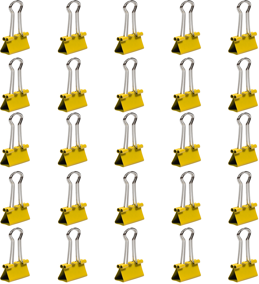 Yellow Small 19mm Binder Clips - 25 Pack