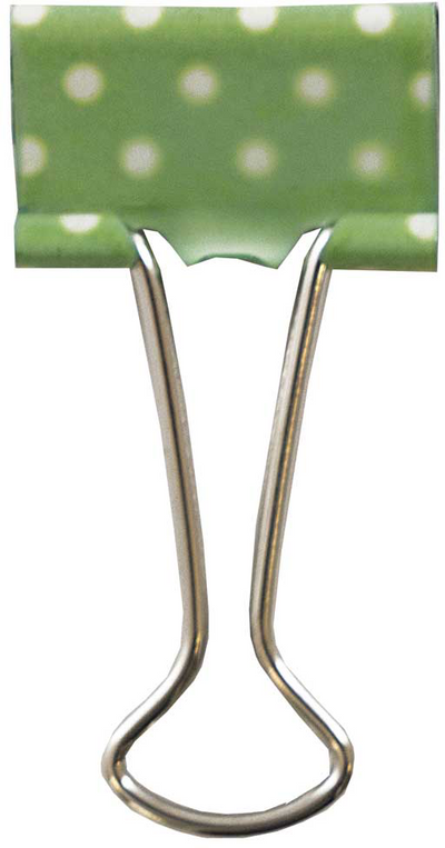 Green/White Polka Dot and Dark Brown Damask Small 19mm Binder Clips - 10 Pack