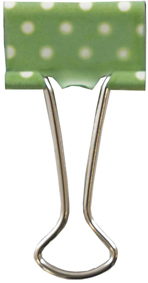 Green/White Polka Dot and Dark Brown Damask Small 19mm Binder Clips - 10 Pack