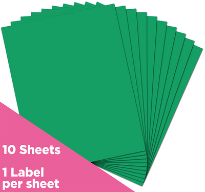 Green 8 1/2 x 11 Full Sheet Shipping Labels
