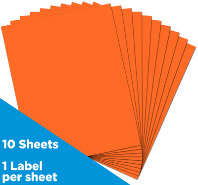Orange 8 1/2 x 11 Full Sheet Shipping Labels
