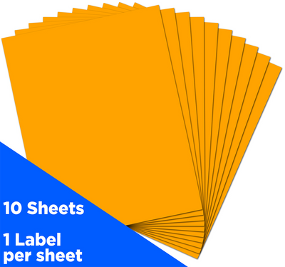 Neon Orange 8 1/2 x 11 Full Sheet Shipping Labels