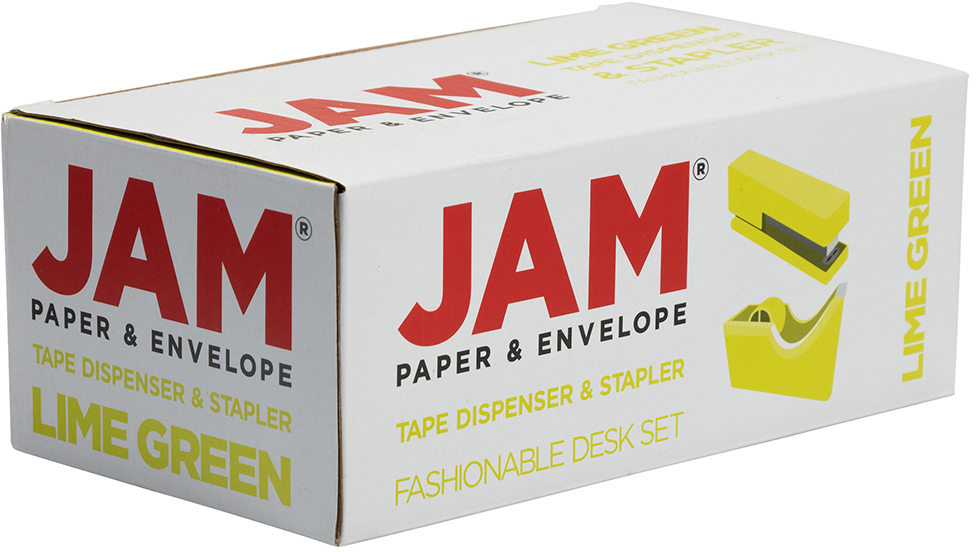 Lime Green Stapler and Tape Dispenser Desk Set