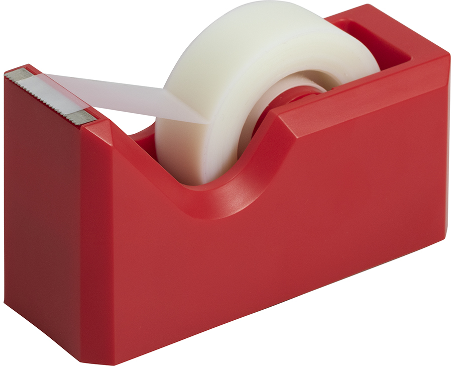 Red Stapler and Tape Dispenser Desk Set