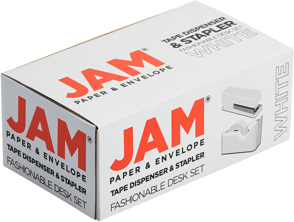 White Stapler and Tape Dispenser Desk Set