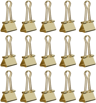 Gold Medium 32mm Binder Clips - 15 Pack