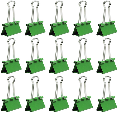 Green Medium 32mm Binder Clips - 15 Pack