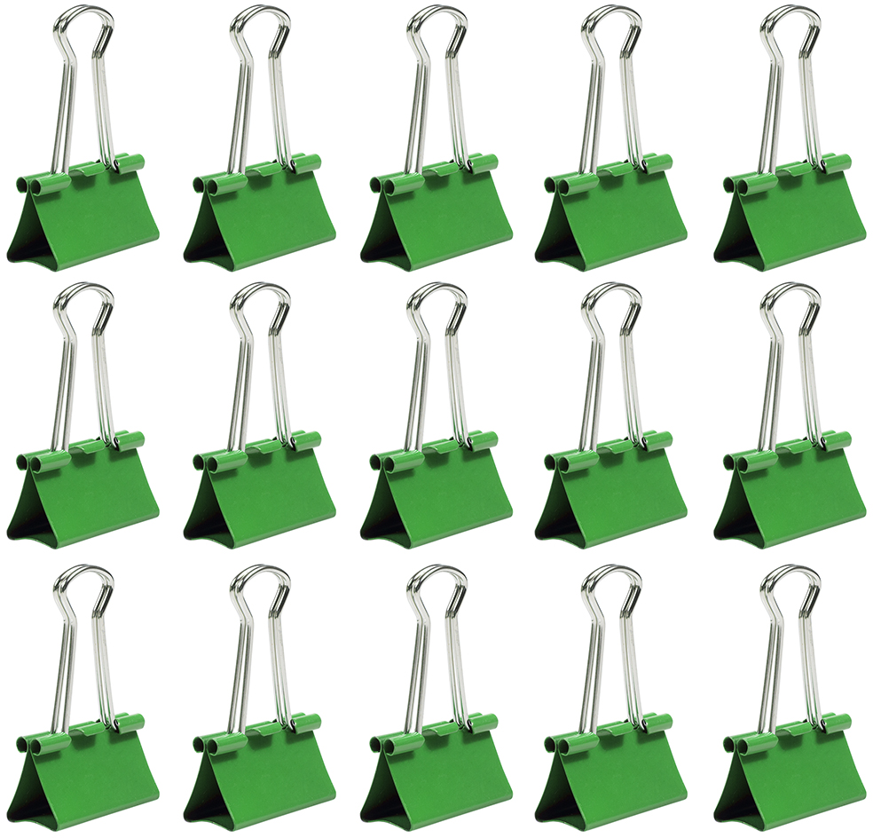 Green Medium 32mm Binder Clips - 15 Pack