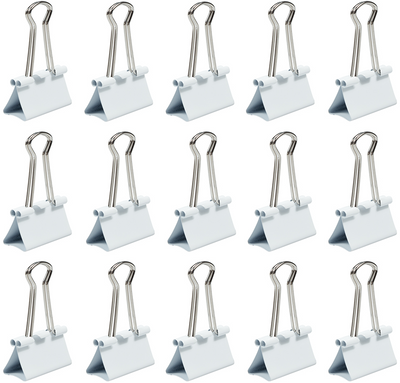 White Medium 32mm Binder Clips - 15 Pack