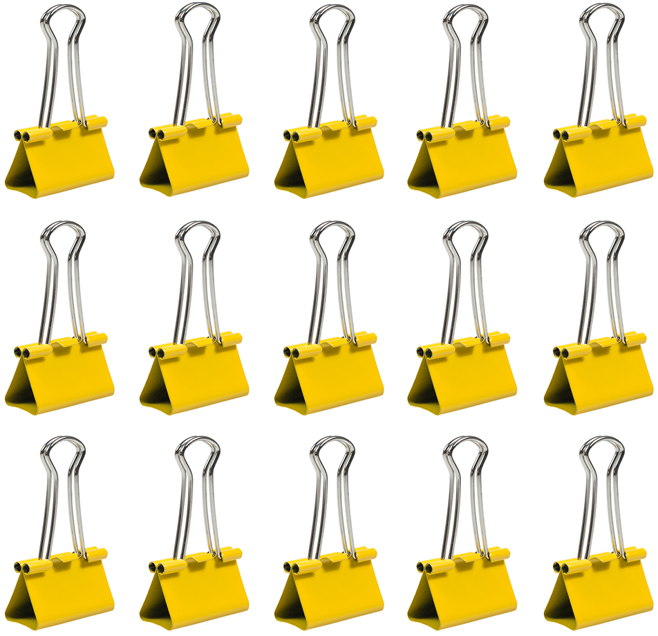 Yellow Medium 32mm Binder Clips - 15 Pack