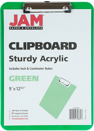 Green 9 x 13 Plastic Clipboards