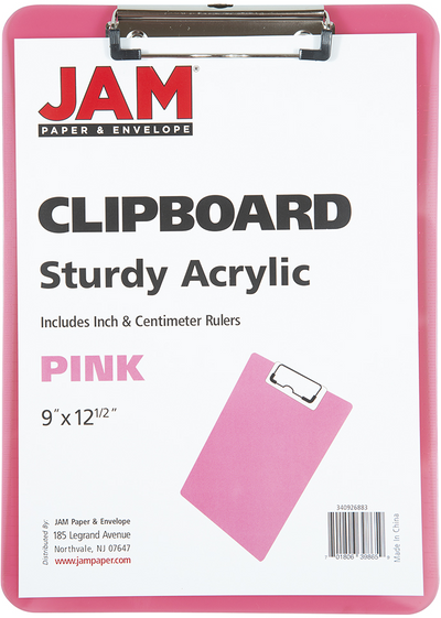 Pink 9 x 13 Plastic Clipboards