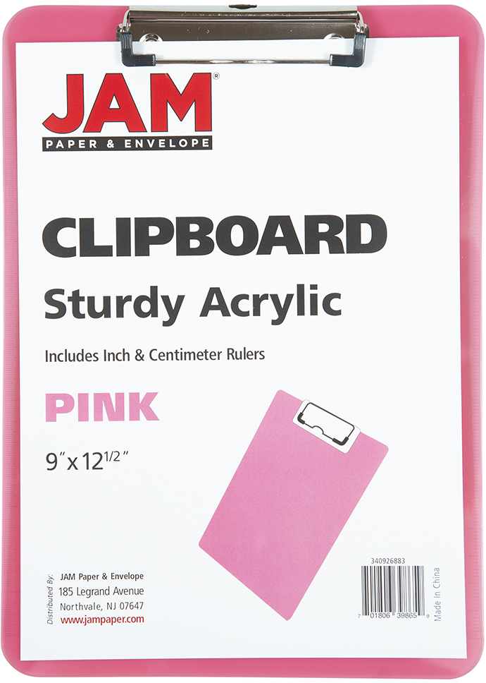 Pink 9 x 13 Plastic Clipboards